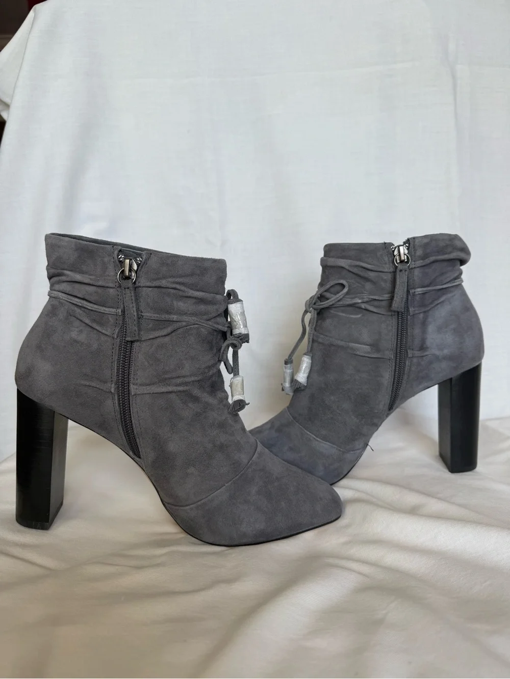 NIB White House Black Market  Taylor Gray Suede Booties - Size 8